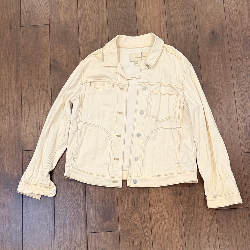 Pilcro + The Letterpress Cream Denim Jacket Size Small C8-011